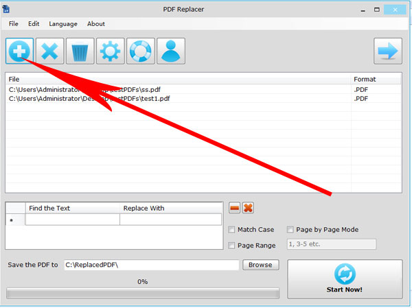 Add PDF Files You want to Replace Text in