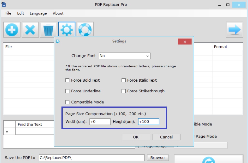 PDF Replacer Pro 1.7.0.0 Pagesize